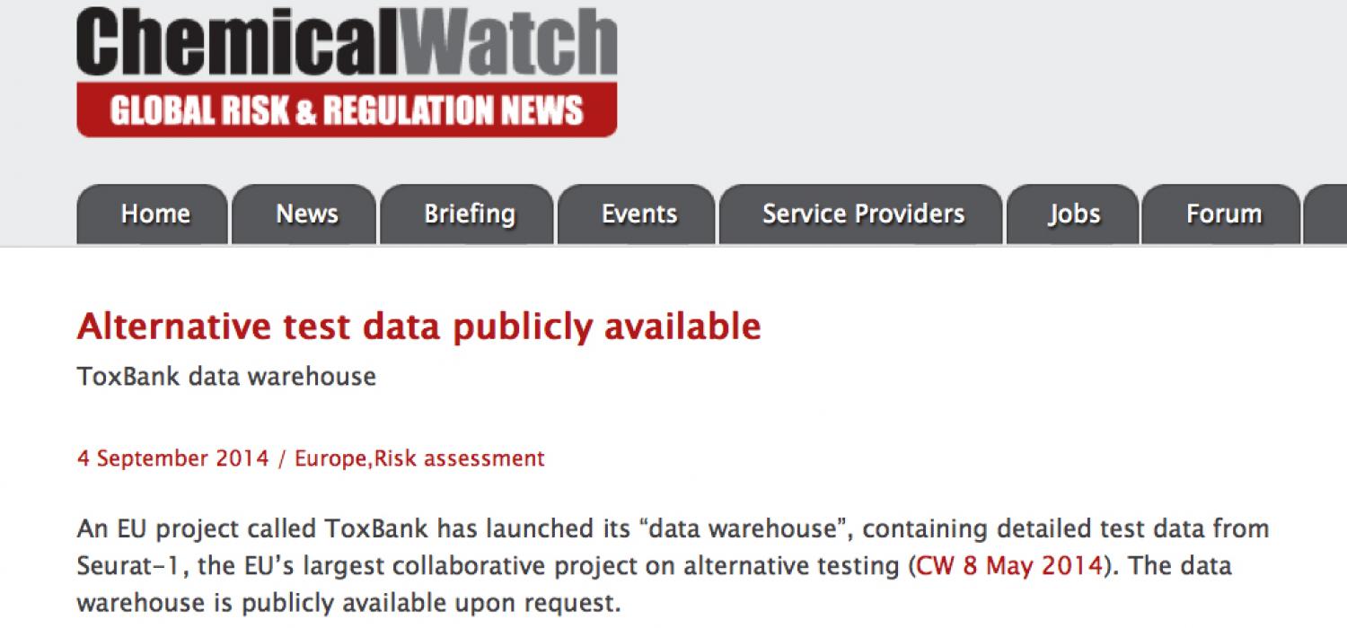 ToxBank data warehouse on ChemicalWatch ToxBank data warehouse on ChemicalWatch