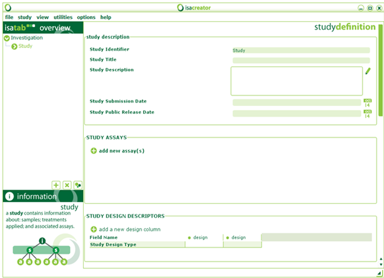 Add study metadata - ISA creator