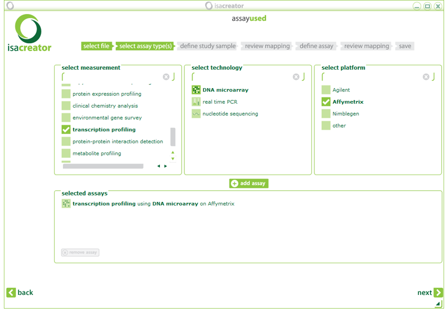 ISAcreator - add assay